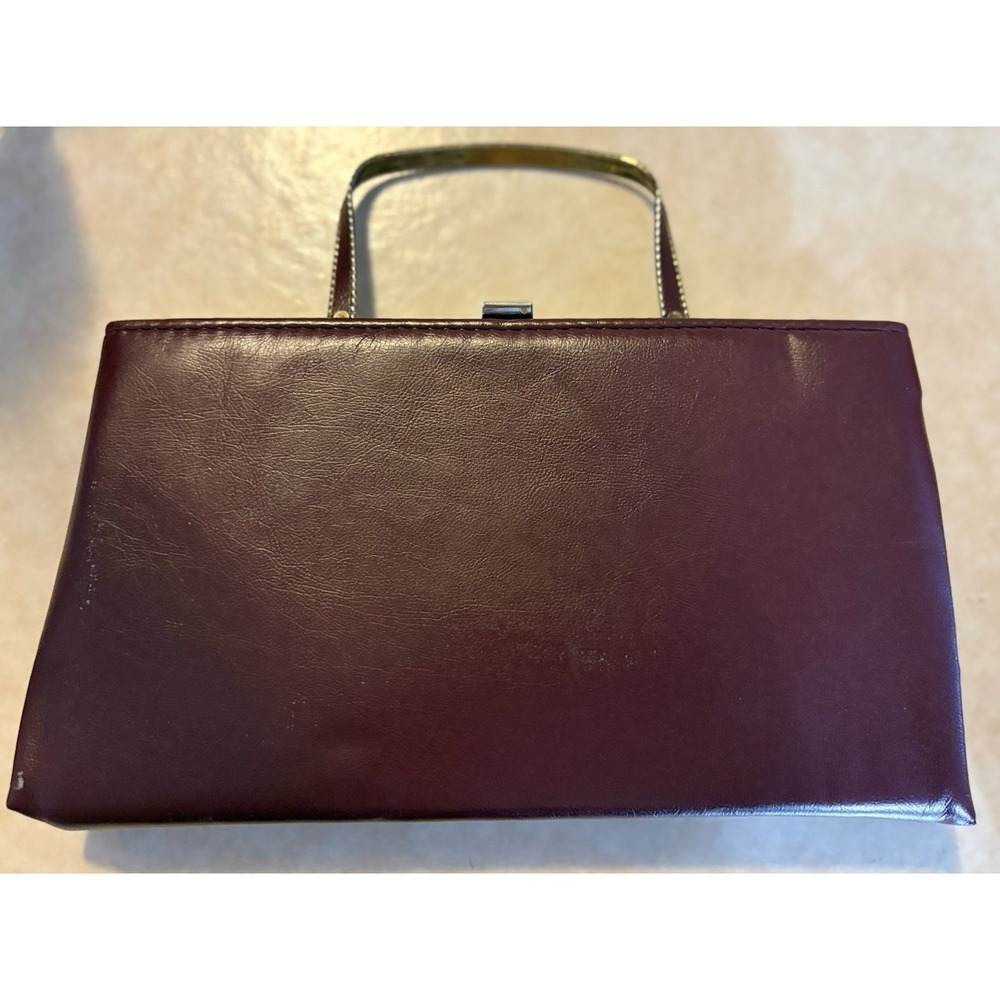 Vintage 80s Brown 2 In 1: Purse Or Clutch W Metal Handle, Gold Tone Clasp, Retro